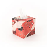 Tissue Box Cover & Waste Paper Bin Red Crane