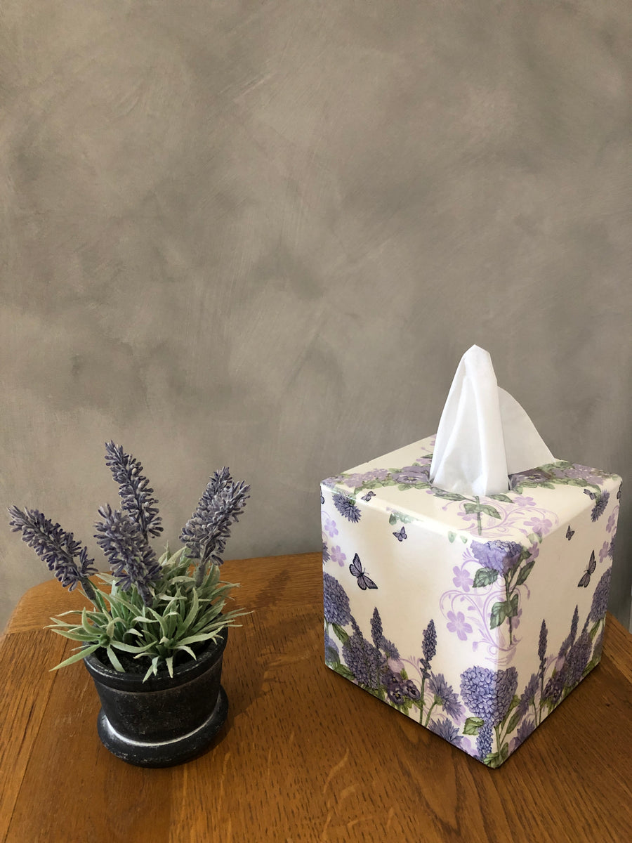 Purple Leaf wooden rectangular tissue box cover – Crackpots