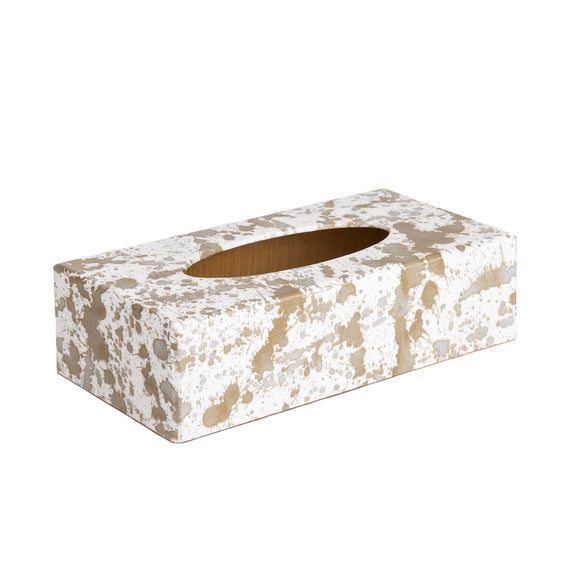 Splatter rectangular wooden tissue box cover