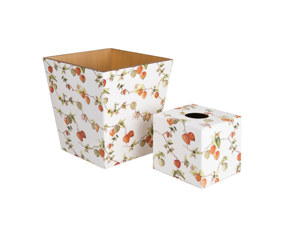 Orange Lantern wooden matching waste paper bin & tissue box cover