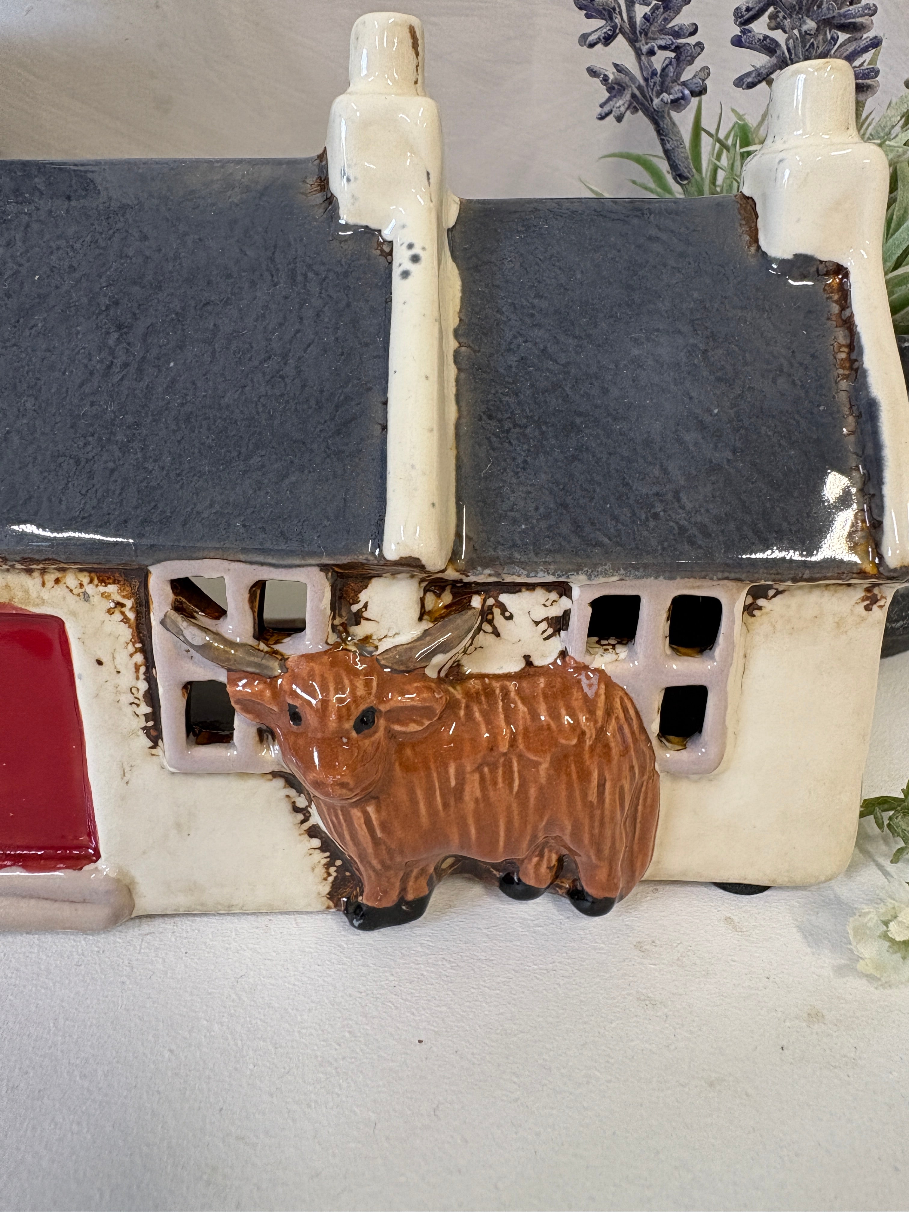 Village Pottery Highland Cow Croft House