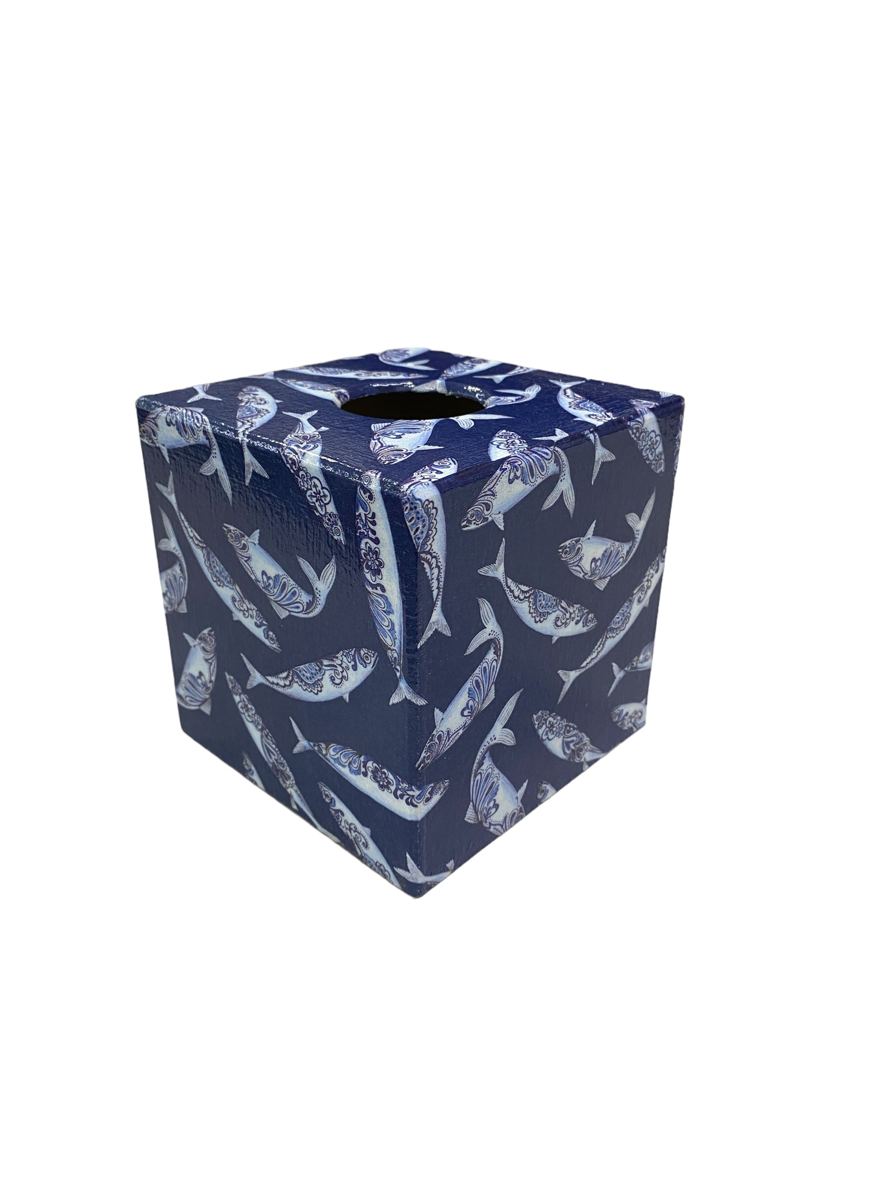 Tissue Box Cover Blue Fish