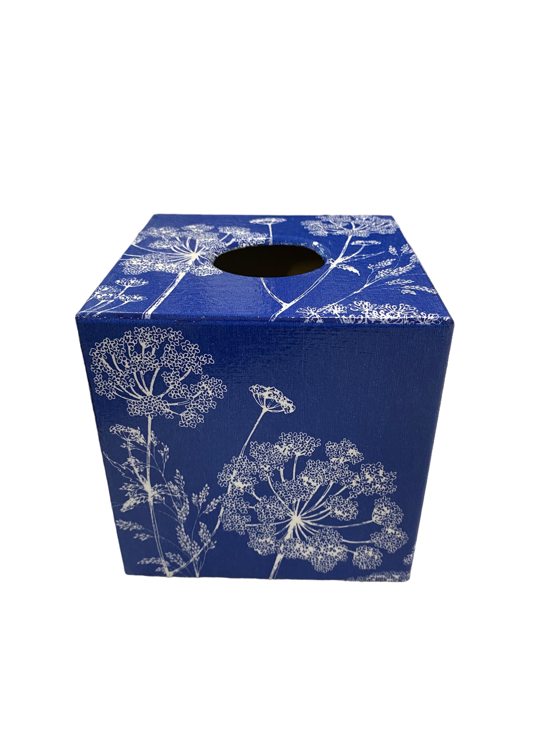 Tissue Box Cover Blue Parsley