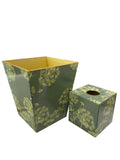 Tissue Box Cover & Bin Set Green Parsley