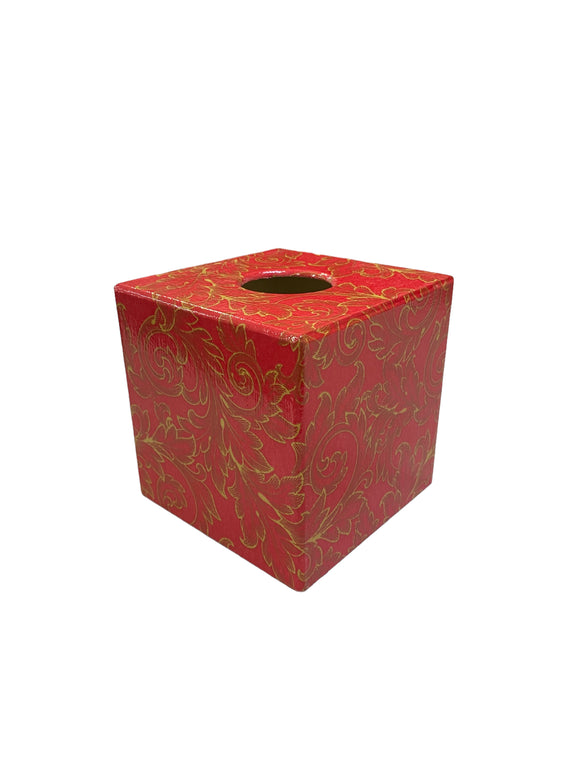Tissue Box Cover Red Baroque
