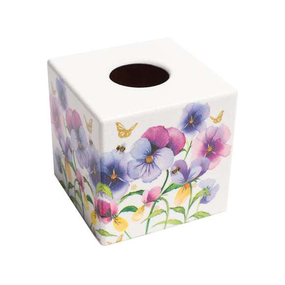 Pansy Flower Tissue Box Cover - Handmade