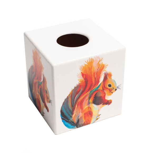 Rainbow Squirrel Tissue Box Cover - Handmade