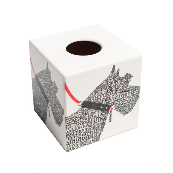 White & Black Tissue Box Cover - Scotty Dog