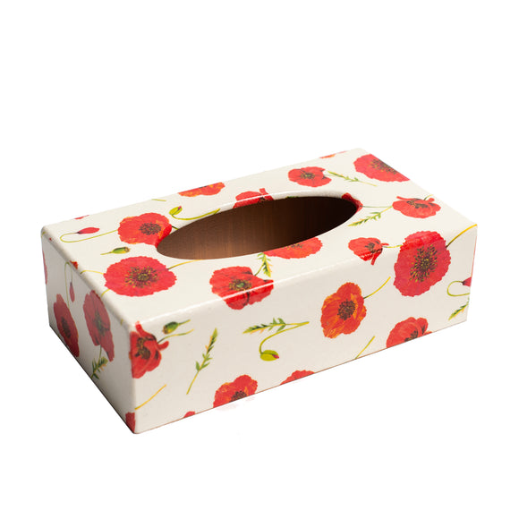 Red Poppy Rectangular Tissue Box Cover - Handmade