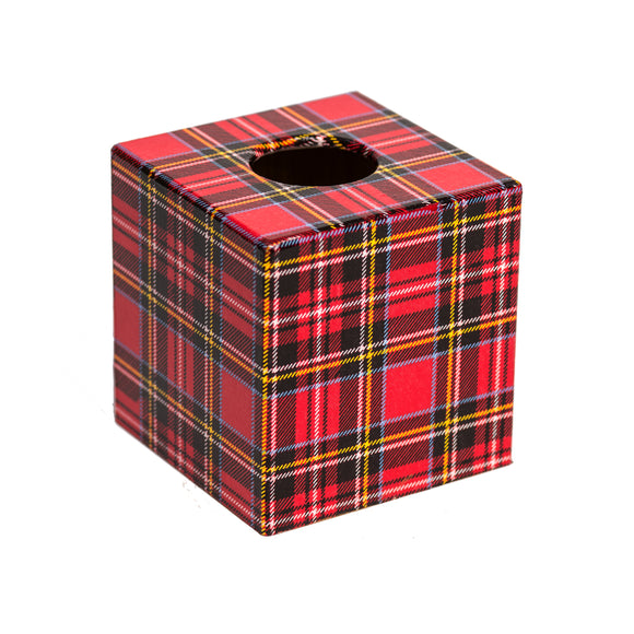 Red Tartan Tissue Box Cover - Handmade
