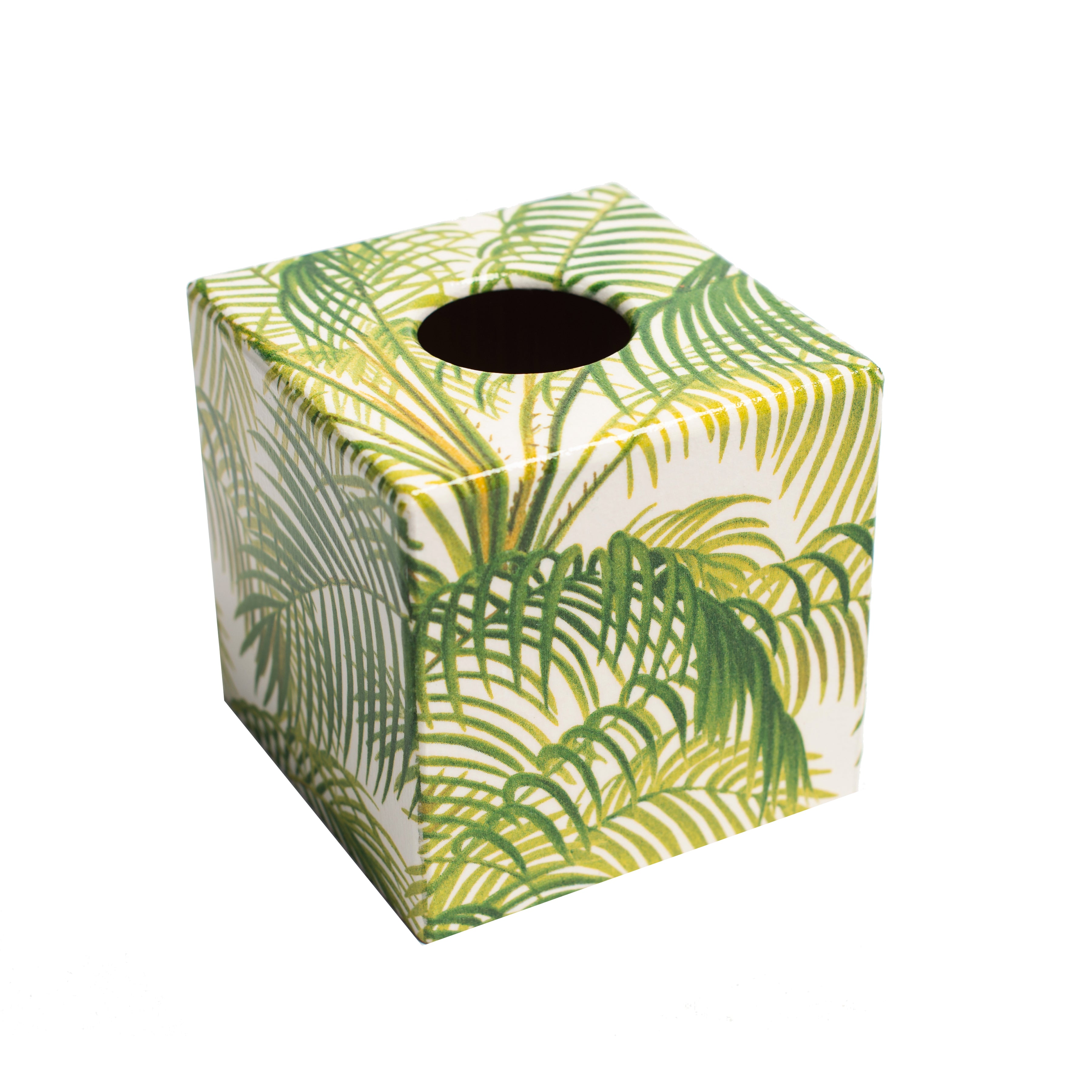 Green Palm Tissue Box Cover - Handmade