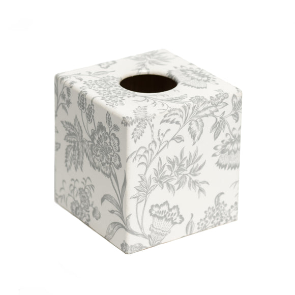 Silver Foliage Tissue Box Cover - Handmade