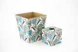 Tissue Box Cover & Waste Paper Bin Set Blue Stork