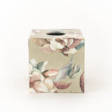 Tissue Box Cover wooden Linen Magnolias