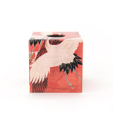 Tissue Box Cover wooden Red Crane