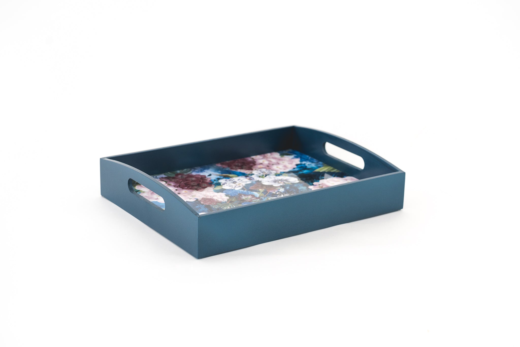 Wooden Serving Tray Exotic Blue