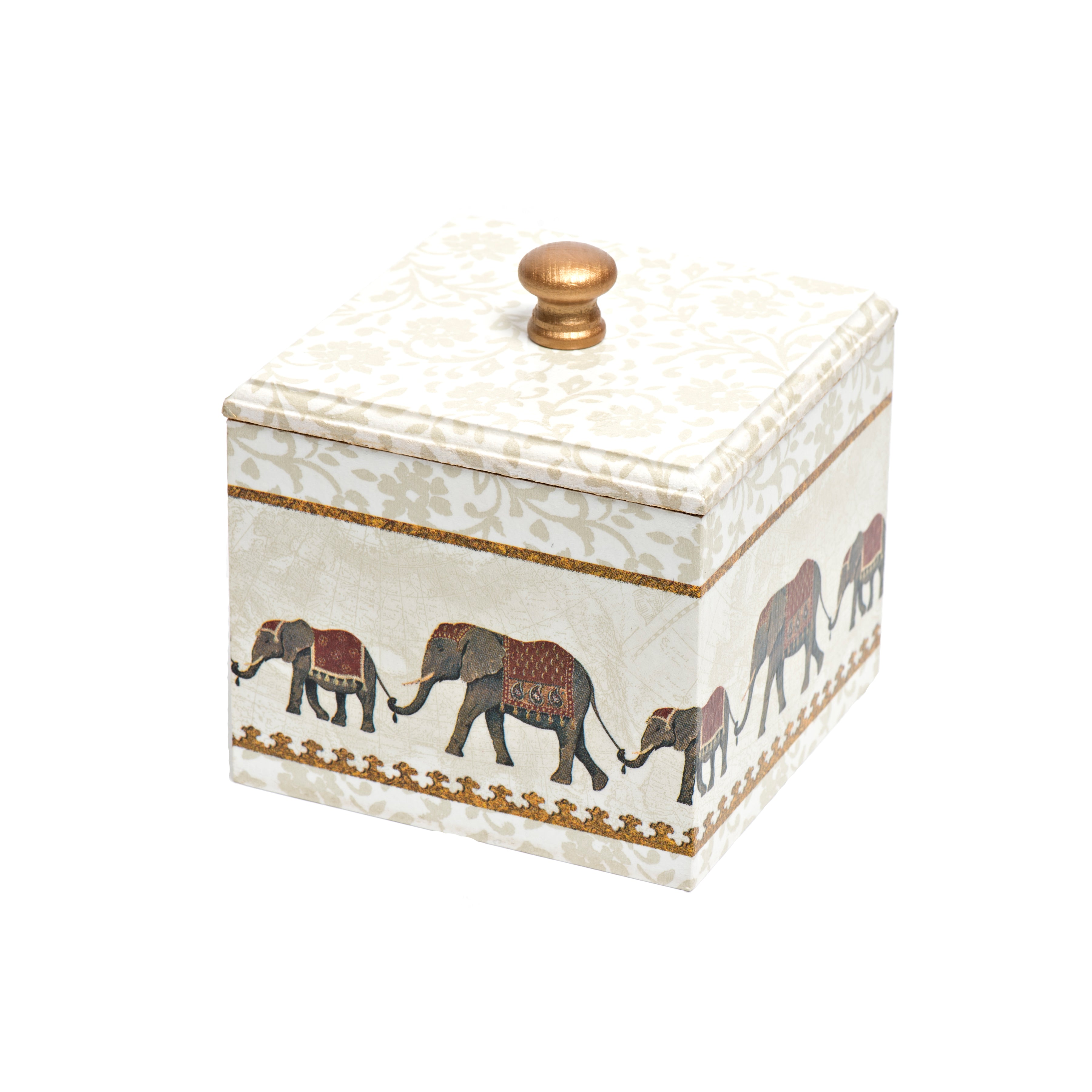 Elephant Design Trinket Box - Handmade