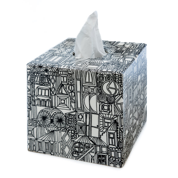 Black Abstract Tissue box cover
