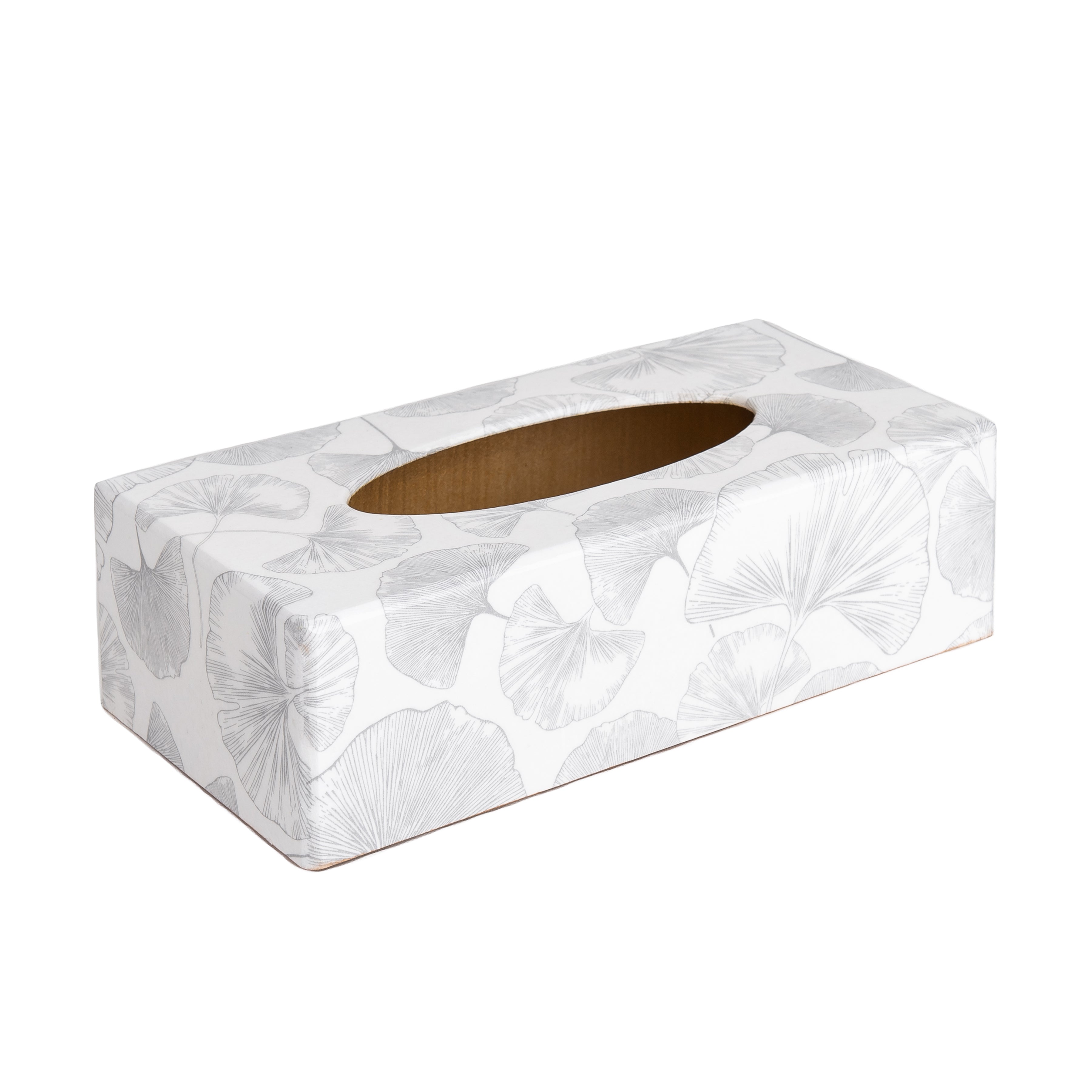 White Ginko rectangular tissue box cover