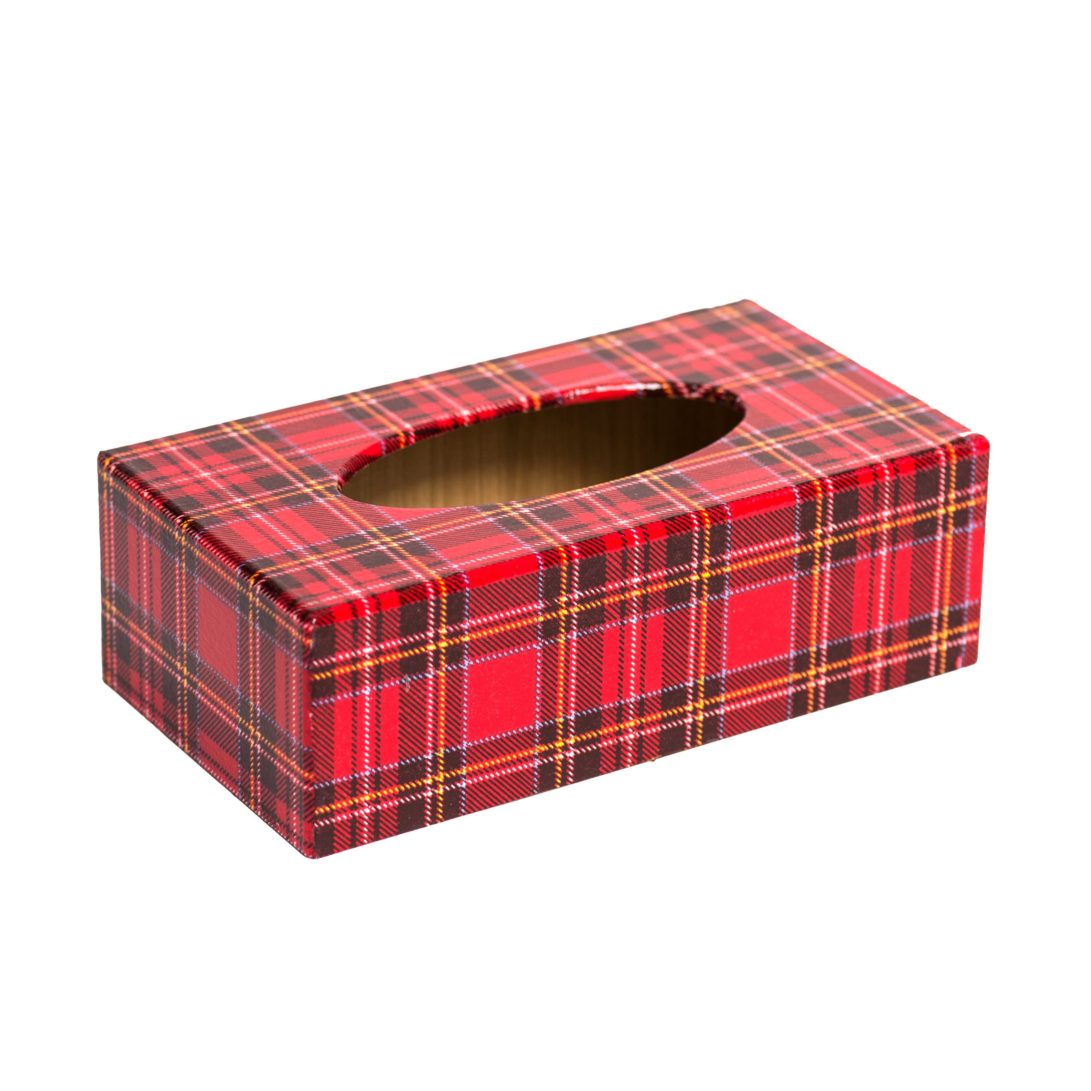 Red Tartan Rectangular Tissue Box Cover - Handmade