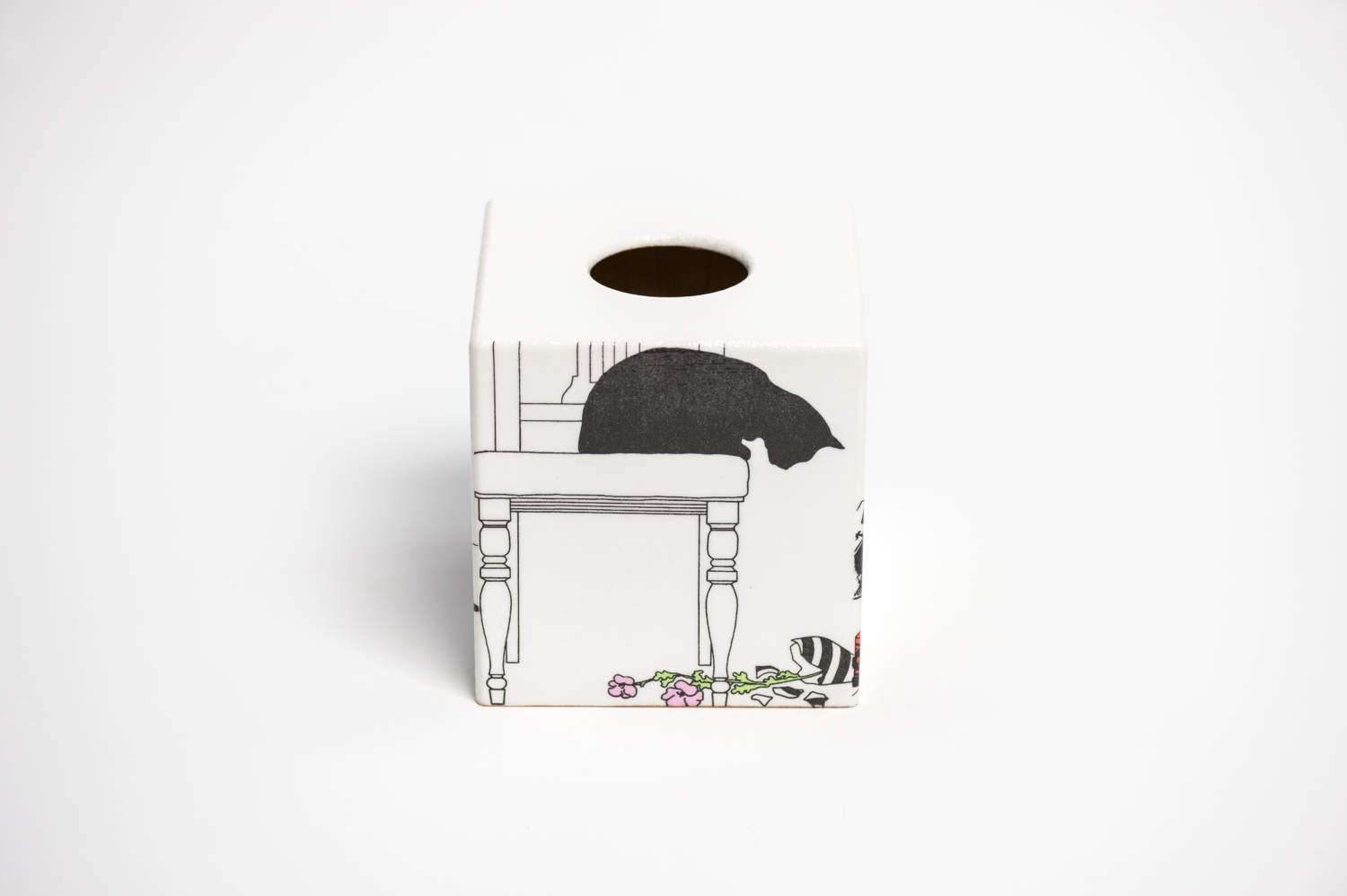 Black Cat Sooty Tissue Box Cover - Handmade