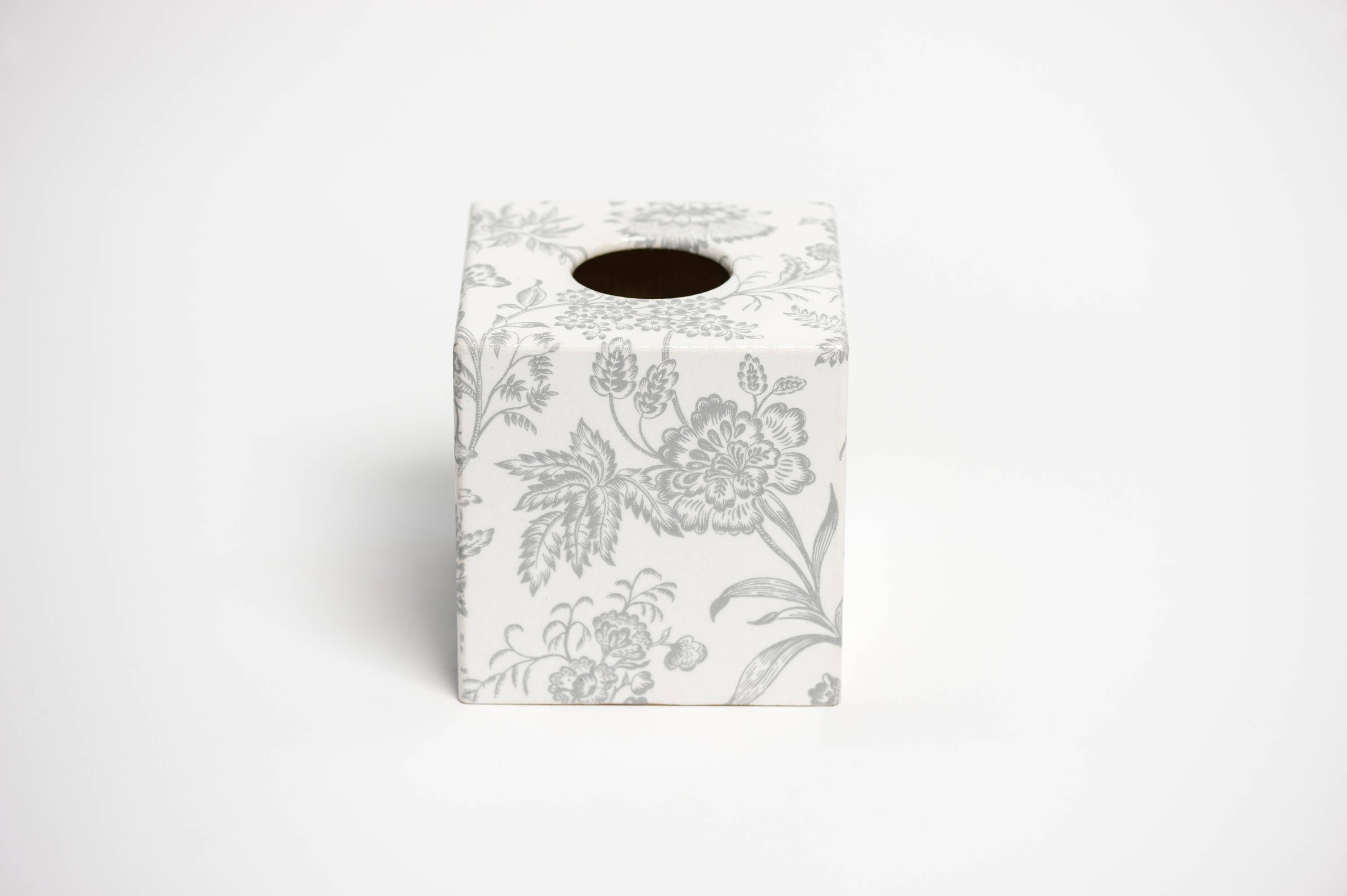 Silver Foliage Tissue Box Cover - Handmade