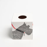 White & Black Tissue Box Cover - Scotty Dog