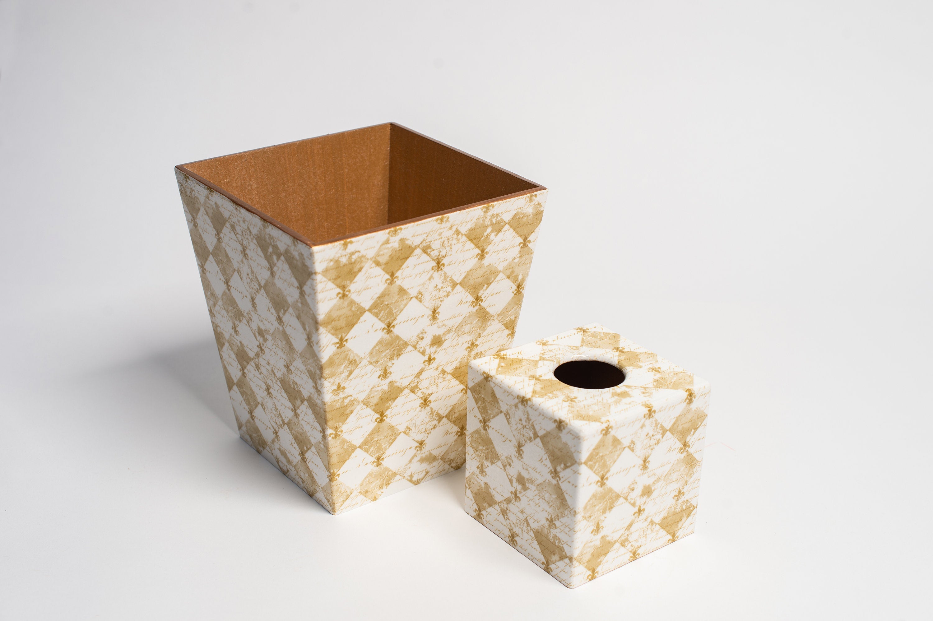 Fleur De Lyes Waste Paper Bin - Handmade