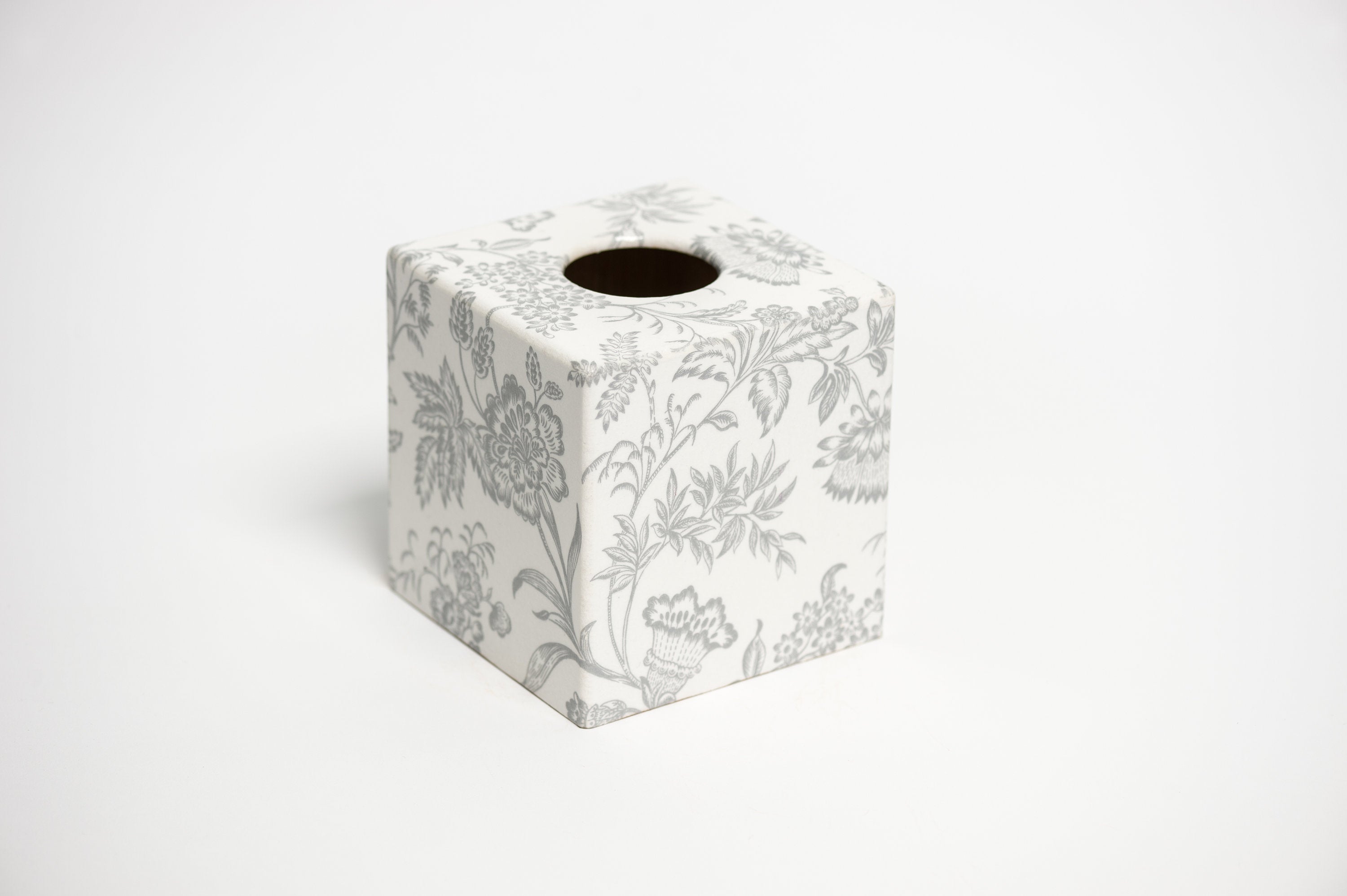 Silver Foliage Waste Paper Bin & Tissue Box Cover Set