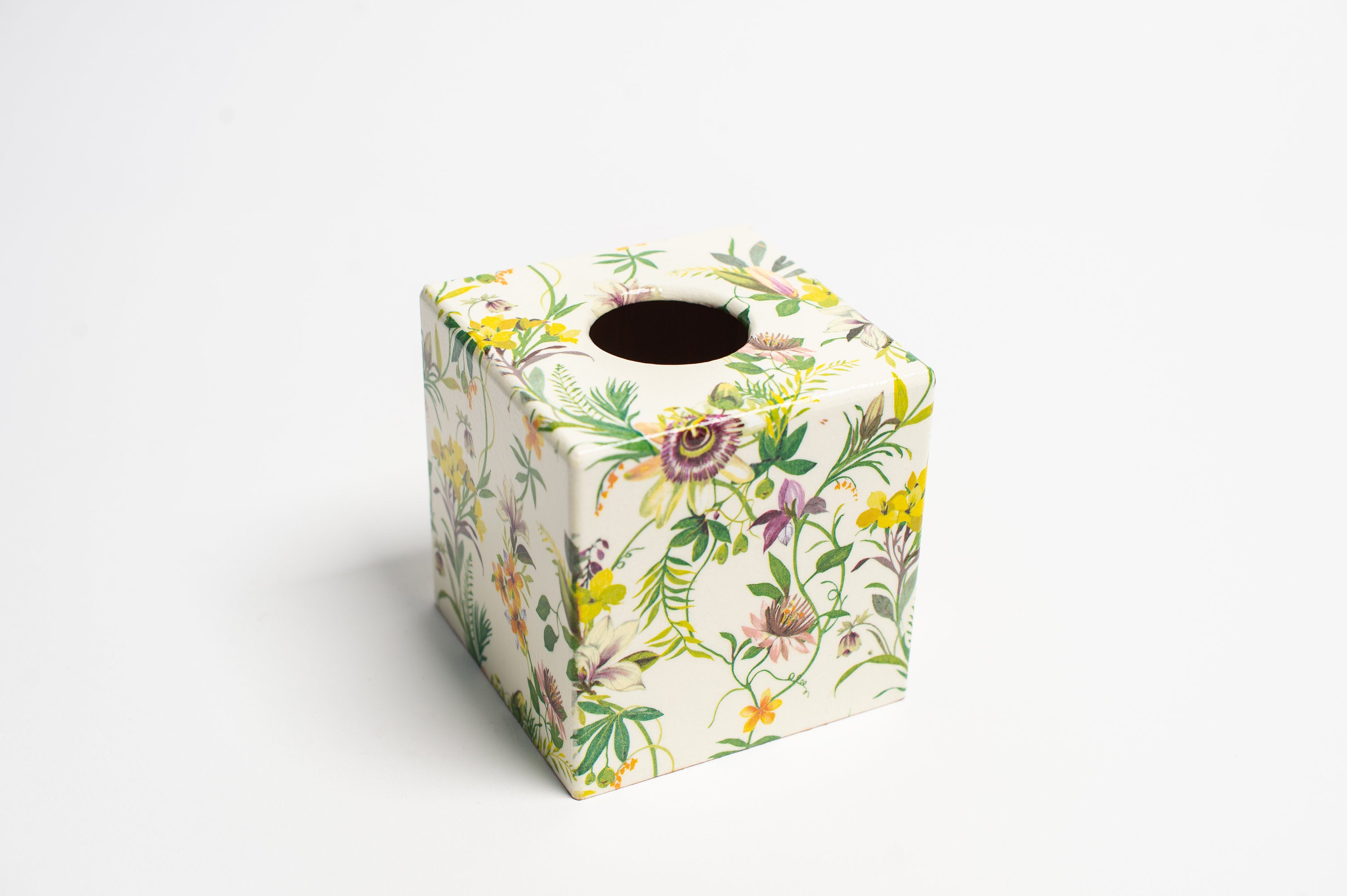 Passion Flower Waste Paper Bin & Tissue Box Cover Set