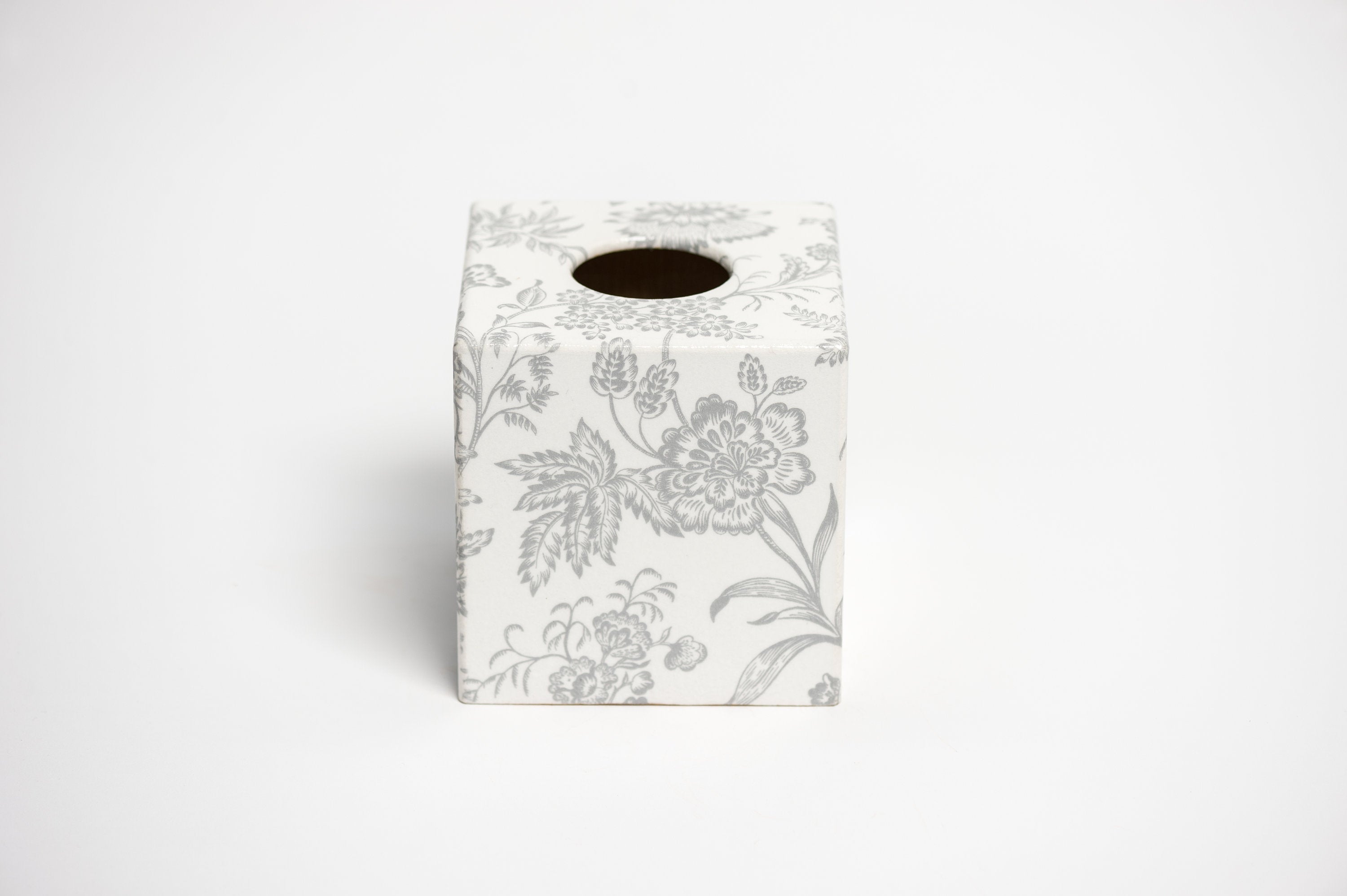 Silver Foliage Waste Paper Bin & Tissue Box Cover Set