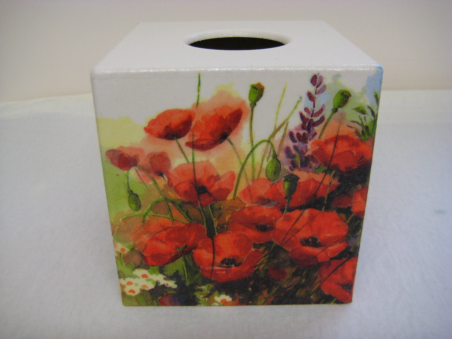 Poppy Fields Tissue Box Cover - Handmade