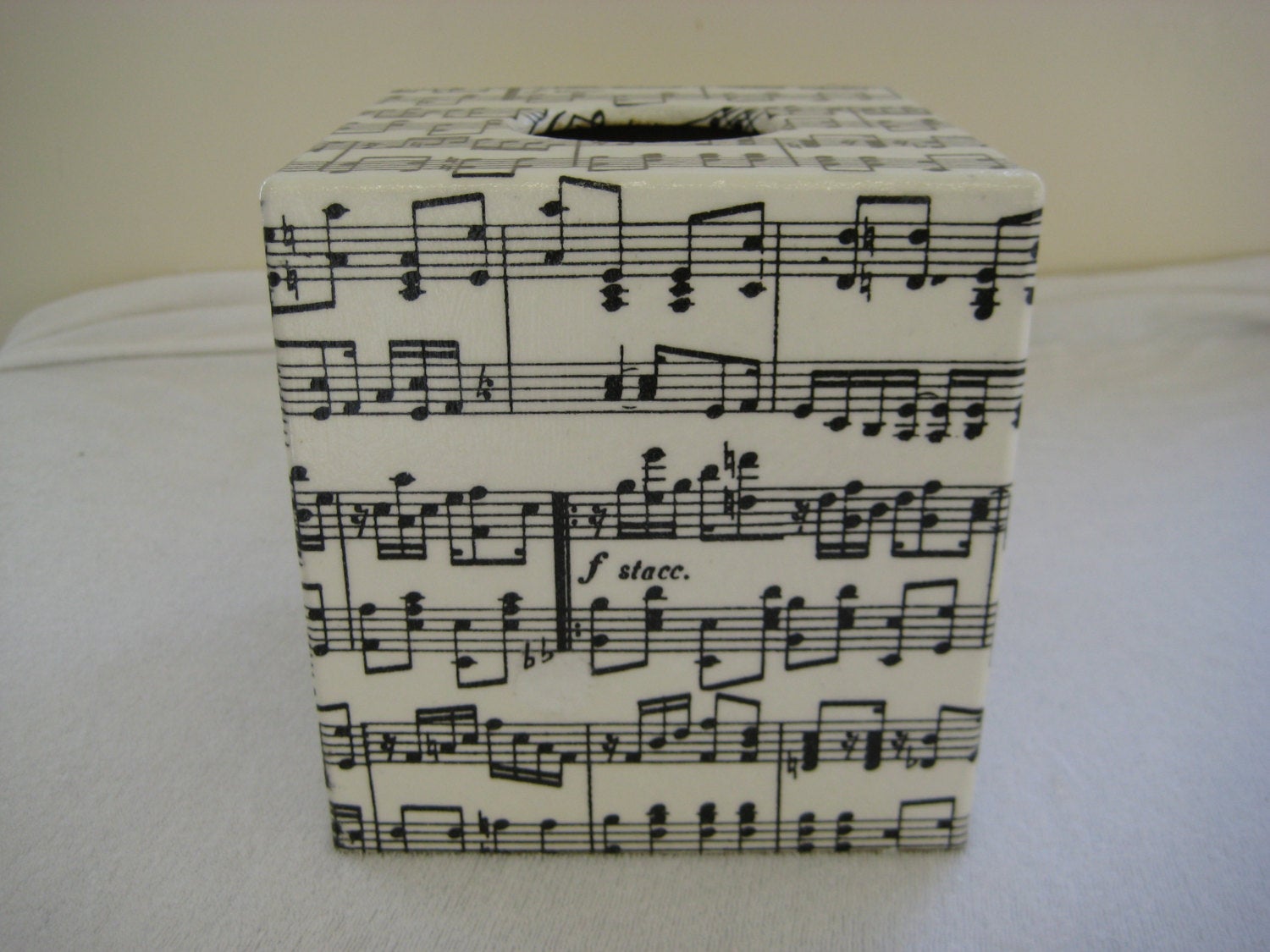 Musical Notes Tissue Box Cover - Handmade