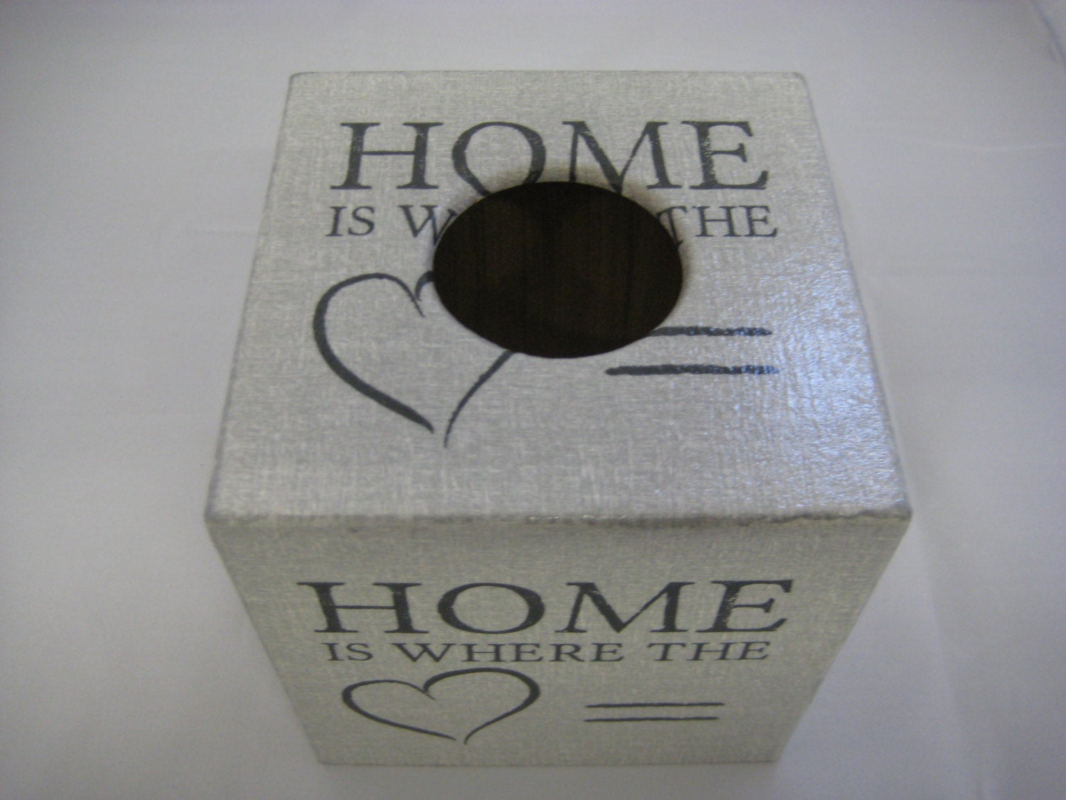 "Home Is Where The Heart Is" Tissue Box Cover - Handmade
