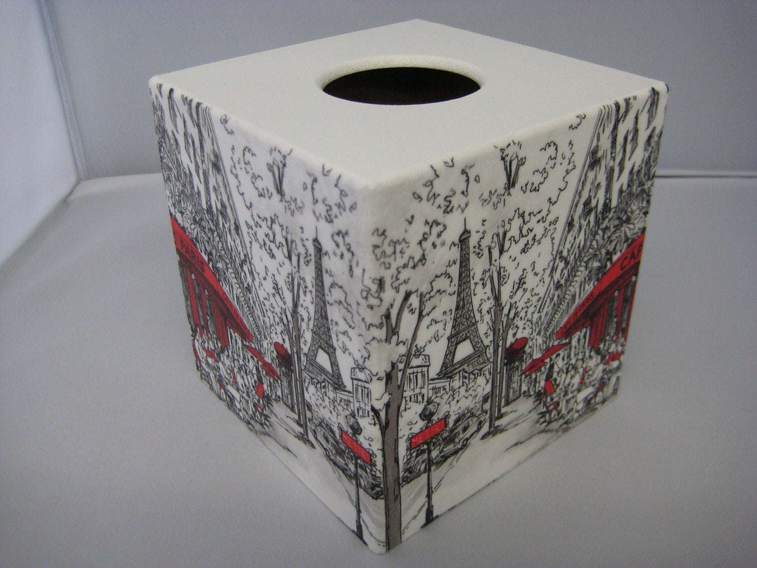 Cafe de Paris Tissue Box Cover - Handmade