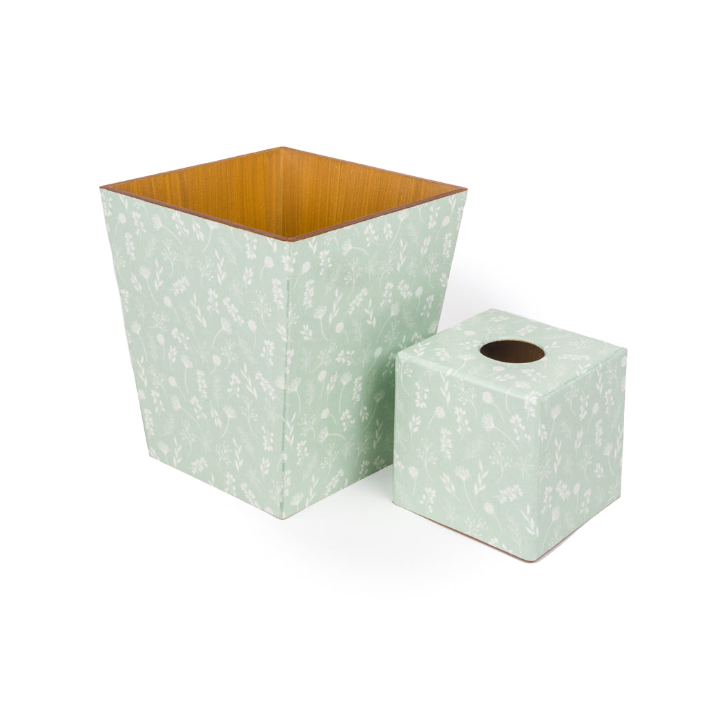 Tilda Green Tissue Box Cover & Waste Paper Bin Set | Crackpots