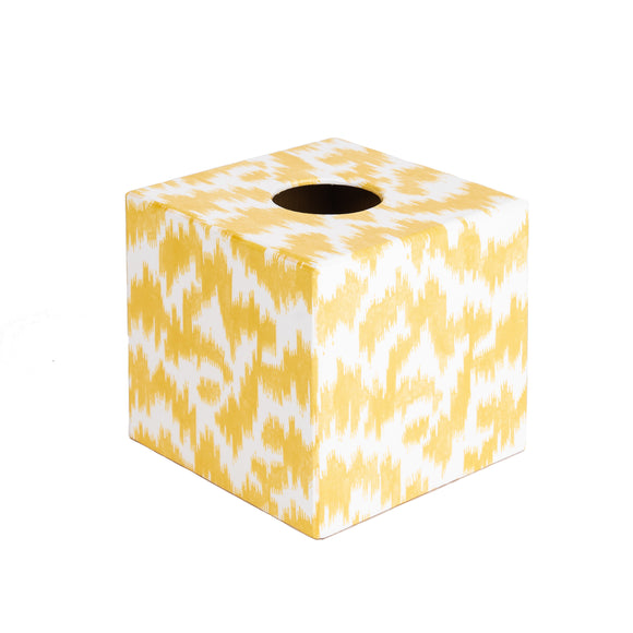 Yellow Ikat wooden Tissue Box Cover