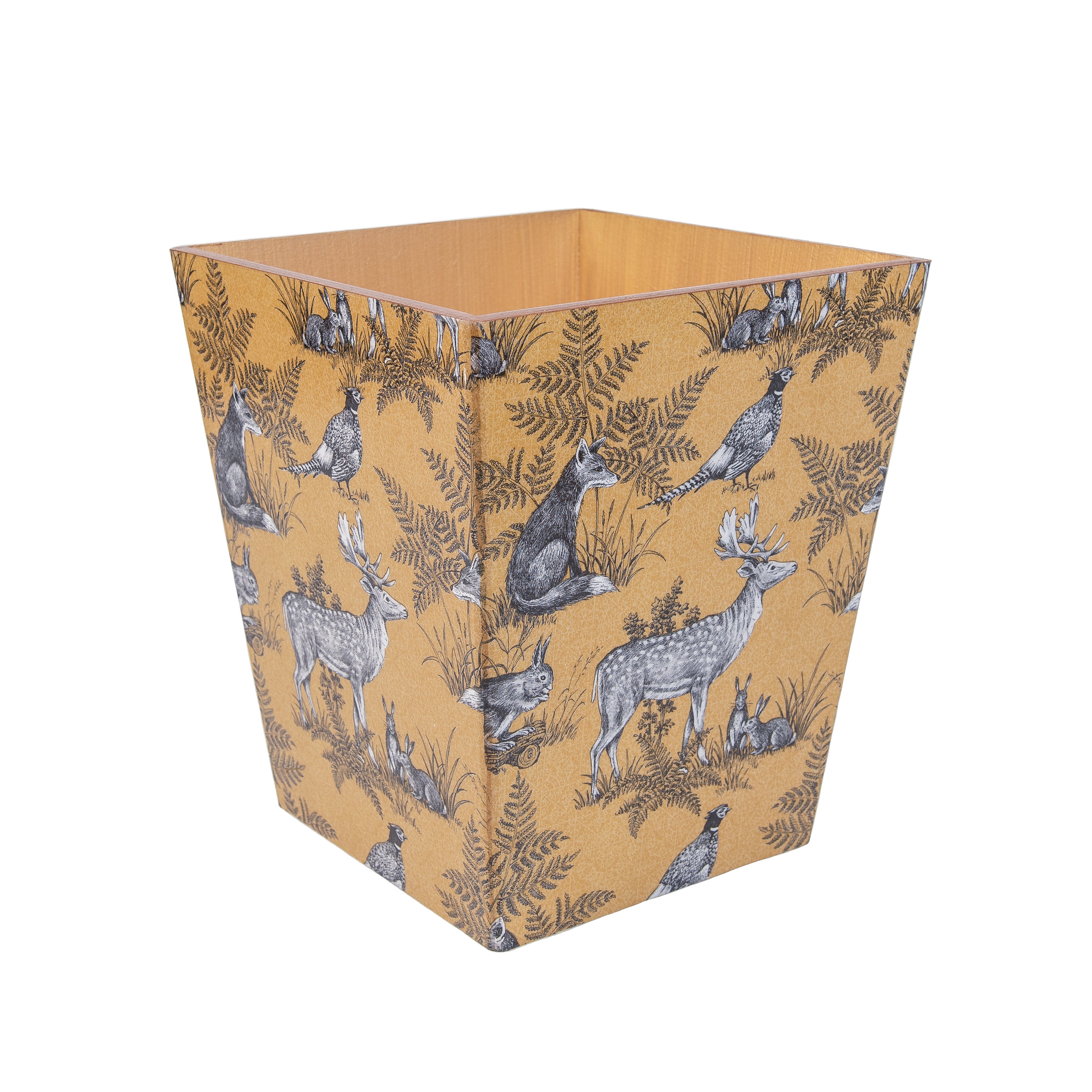 Gold Animal wooden Tissue Box Cover & Matching Waste Bin