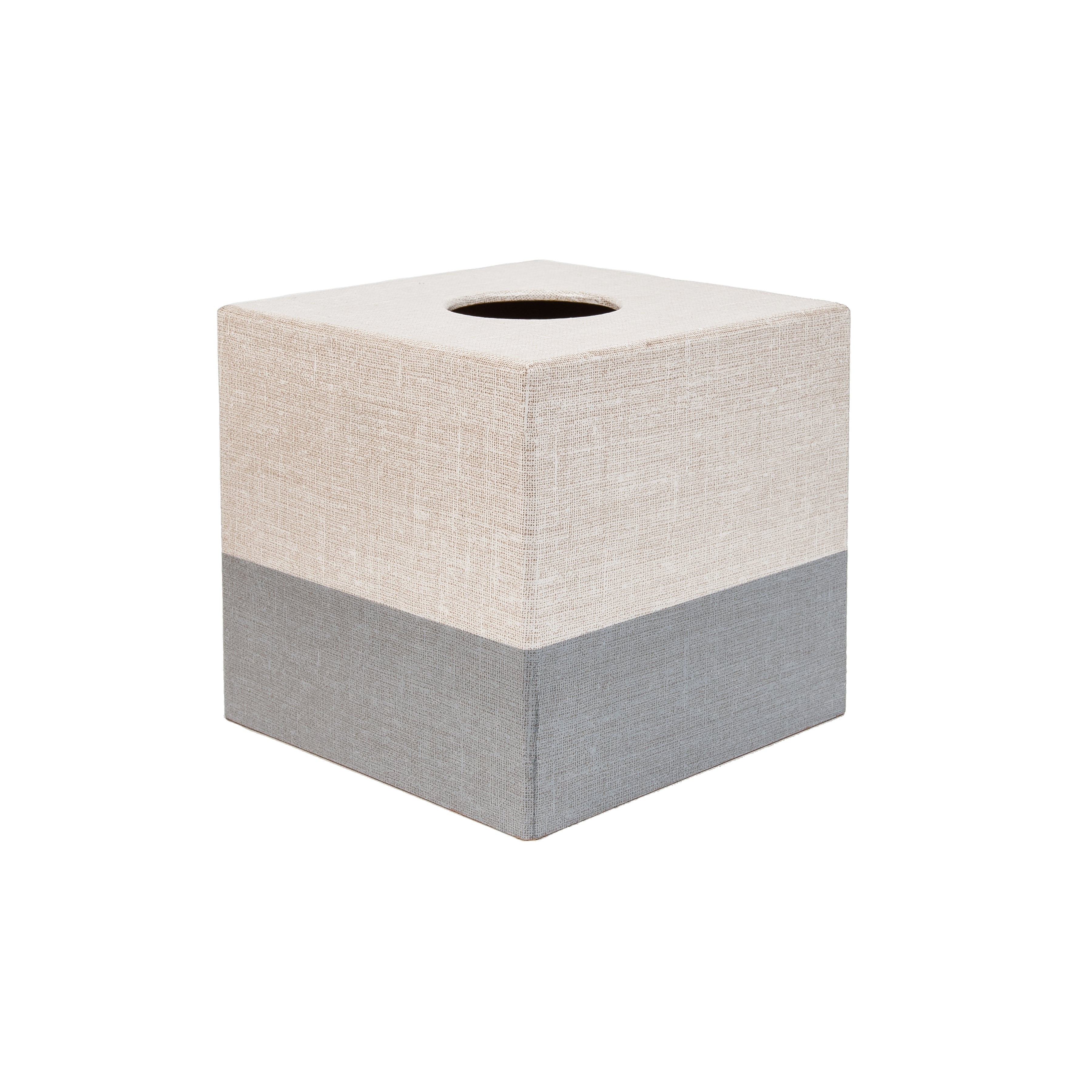 Grey Hessian wooden Tissue Box Cover & Waste Bin