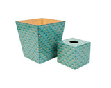 Art Deco Green Tissue Box Cover & Matching Waste Bin