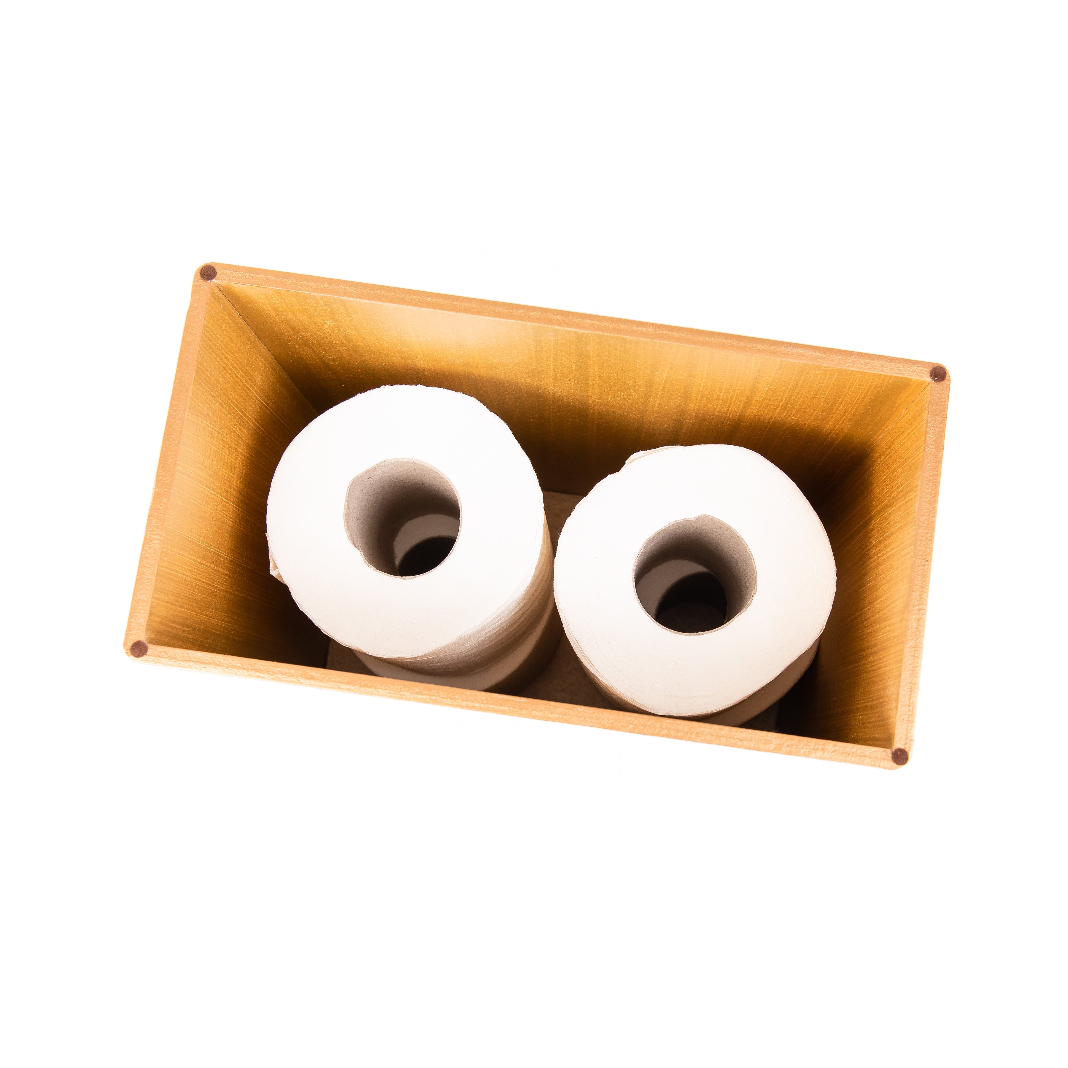 Toilet Roll Storage Box wooden Hessian Taupe