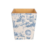 Blue Toile wooden Waste Paper Bin