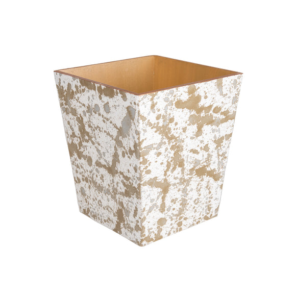 Splatter wooden waste paper bin