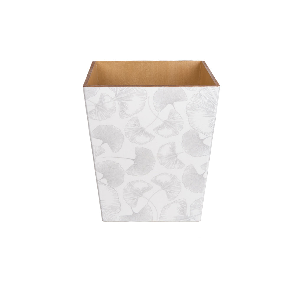 White Ginko wooden Waste Paper Bin